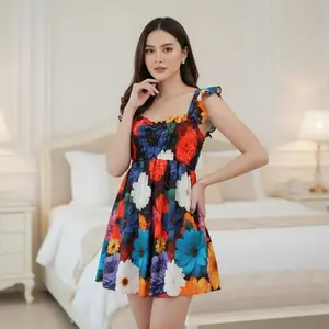 Lilia Mini Dress Wanita Kekinian Rayon Motif Terbaru - Devaira