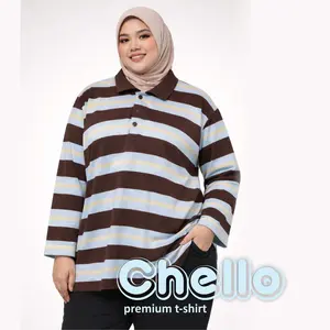 CHELLO - Kaos Wanita Oversize Stripe [ Cotton Combed CVC 24's ]