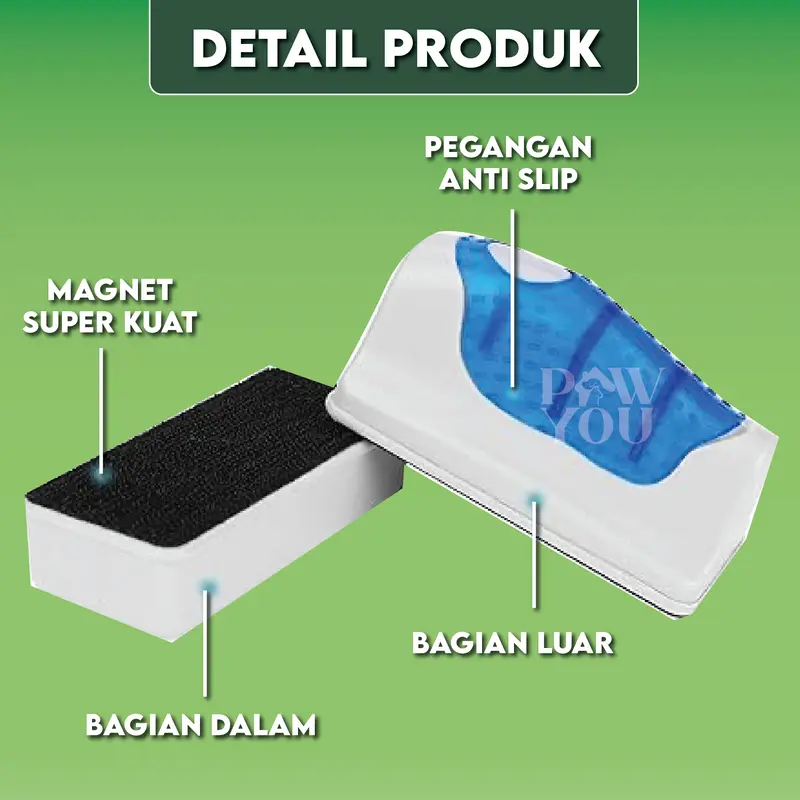 Alat Pembersih Kaca Aquarium Sikat Magnet Premium Magnetik Brush Design Kecil 6