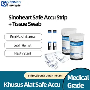 Sinoheart Strip Safe Accu + Tissue Swab Cek Gula Darah Strip Sinoheart Sinocare Safe Accu Sinoheart Strip Safe Accu + Tissue Swab Cek Gula Darah Strip Sinoheart Sinocare Safe Accu