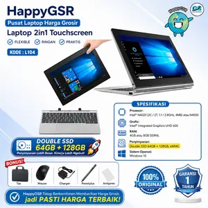[L104] Laptop Hybrid 2in1 RAM 4GB Intel Core SSD 64+128gb | LAYAR SENTUH 10,1"in Windows10