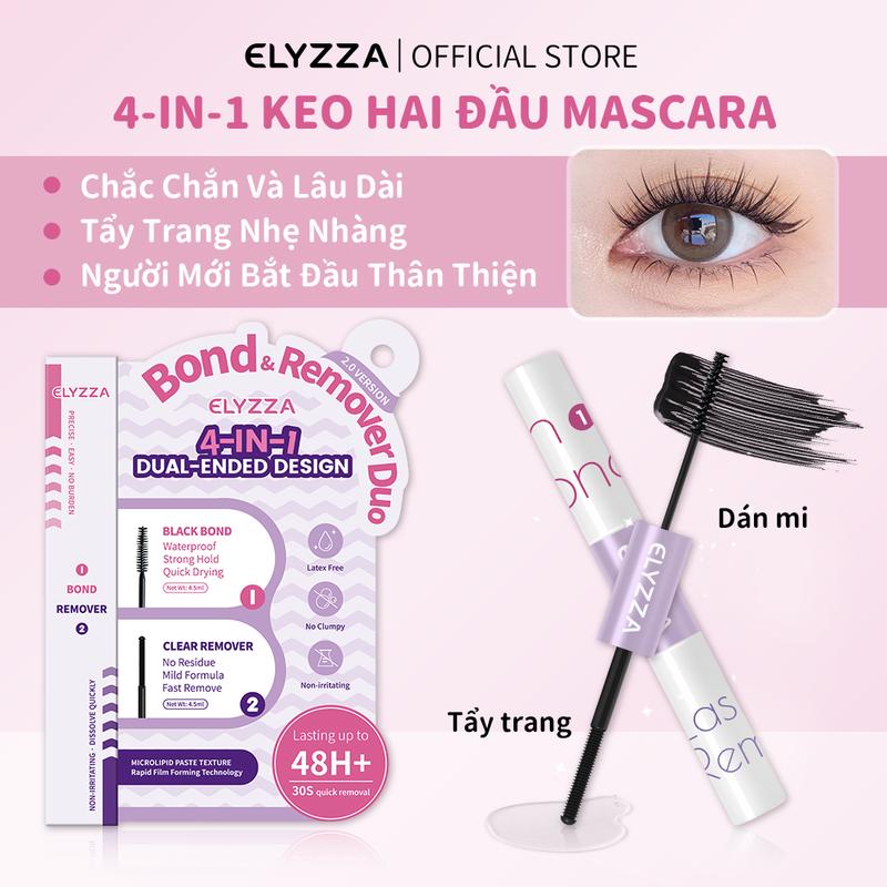  Keo Hai Đầu Mascara Gắn Mi 4-In-1 ELYZZA Keo Dán Mi Giả Và Tẩy Trang Mi &Tẩy Keo Rất Giàu Chất Lỏng Định Hình Để Định Hình Lông Mi Mà Không Bị Vón Cục Và Có Thể Nhanh Chóng Bám Dính Vào Lông Mi 