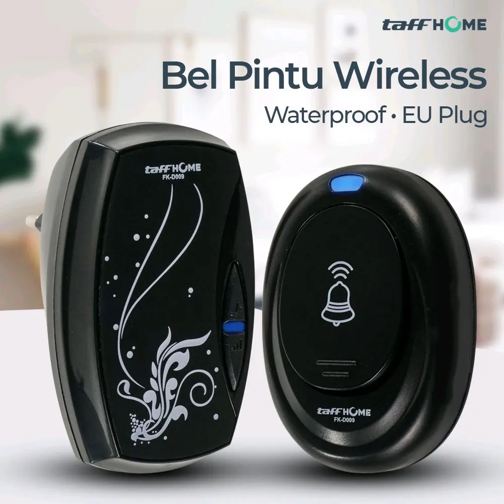 TaffHOME Bel Pintu Wireless Waterproof dengan EU Plug - FK-D009 Bell Baterai