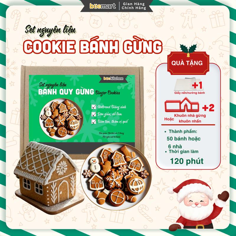 Set làm Bánh Quy Nhà Gừng - Set Làm thành phẩm 500g bánh ~ 6 Nhà hoặc 50 bánh | set nguyen lieu Cake cookies Ăn Vặt Snack