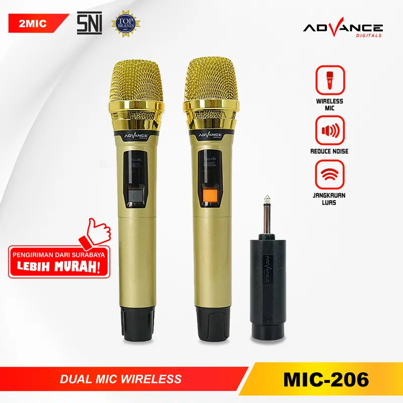 【COD】NEW! Advance MIC-206 Double Mic Wireless Recharger Bisa digunakan untuk Souncard & Speaker Garansi 1 Tahun Gold Microphone 4