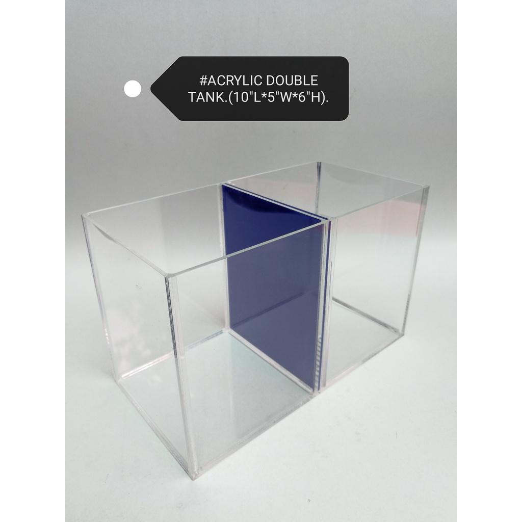 Acrylic Blue Fixed Divider Betta Aquarium Fish Tank Ikan Akuarium