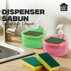 Dispenser Sabun 2 in 1 Tempat Sabun Cuci Piring Cair Model Pump Bulat Mangkok Anti Bakteri