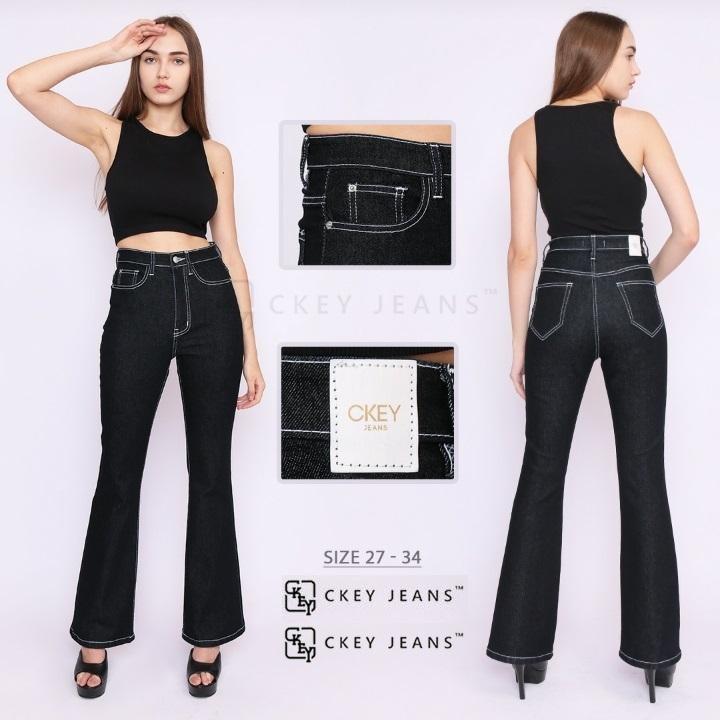 Ckey Celana Cutbray Jeans Highwaist Garment Wanita