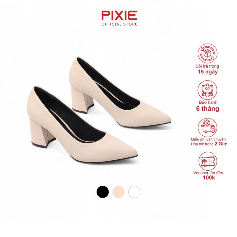 Giày Cao Gót Nữ Đế Vuông 7cm Basic Pixie P159