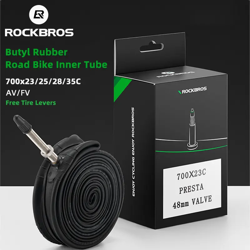 ROCKBROS Bicycle Inner Tube MTB Road Bike Tire 700C/23 25 28 35 AV/FV Butyl Rubber Inner Tube Cycling Accessories