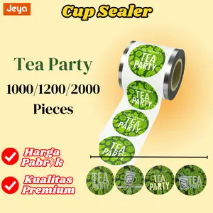 Tutup Segel Plastik TEA PARTY Isi [1000, 1200, 2000 Pcs] / Cup Sealer Lid / Plastik Penutup Gelas Kopi Teh / Plastic Cup Sealer / Plastik Seal Cup / Cup Sealer Premium / Cup Sealer Roll - Bahan Premium