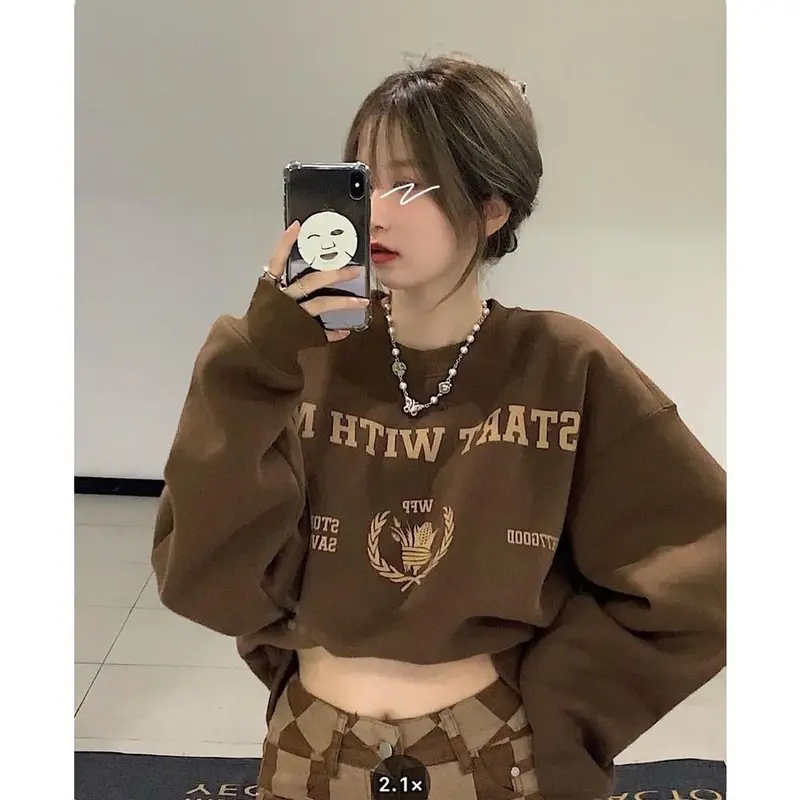 Sweater Wanita Star With Me Oversize Crewneck Fleece Fit Tebal Basic Sweatshirt Oblong 3