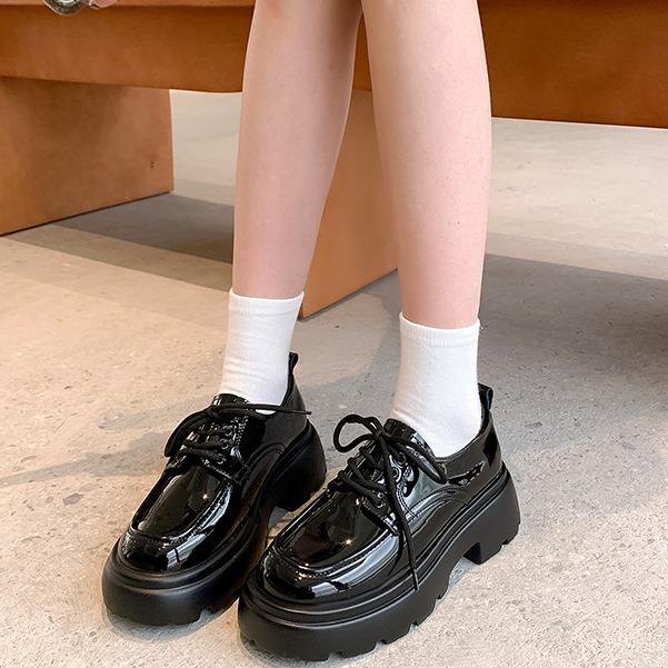   Lùi 1 size  Giày Oxford nữ đế đốc đầm chân – chất nhựa PU bóng thời trang phong cách Hàn Quốc BTdep 