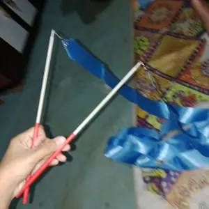 Twirl Ribbon Stick Twirling Satin Tongkat Pita Tari Balet Ballet Gymnastic Senam Ritmik Gymnastics