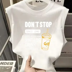 Kaos tanpa lengan gaya Hong Kong, rompi hitam putih, unisex, gaya dasar musim panas, longgar, serbaguna, lapisan dasar kasual, kaos rompi pasangan sporty.