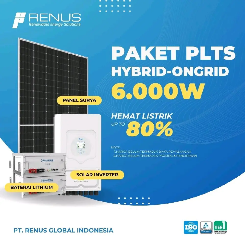 PAKET PLTS HYBRID ONGRID 6000W SIAP PASANG