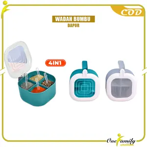 [COD] OFM C1245 Seasoning Box Free 4 Sendok Kotak Penyimpanan Garam Gula
