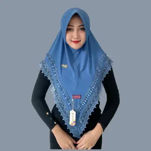 Indah Store - Hijab Instan Bergo Pet Jersey Doubel Renda Senada Valencia By Rafillah Busa Muslim