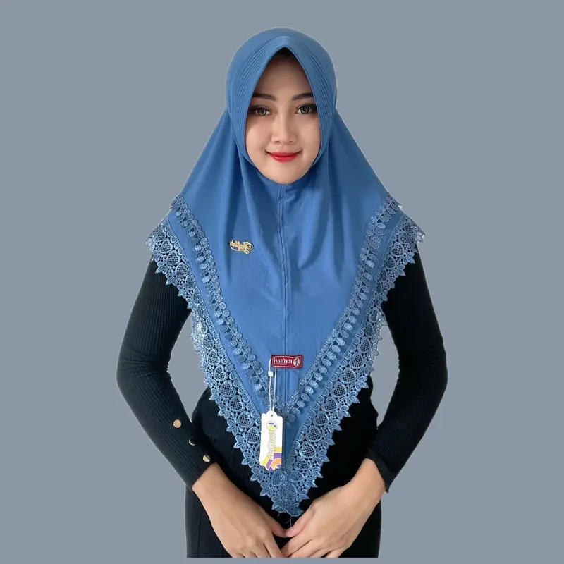Indah Store - Hijab Instan Bergo Pet Jersey Doubel Renda Senada Valencia By Rafillah Busa Muslim 0