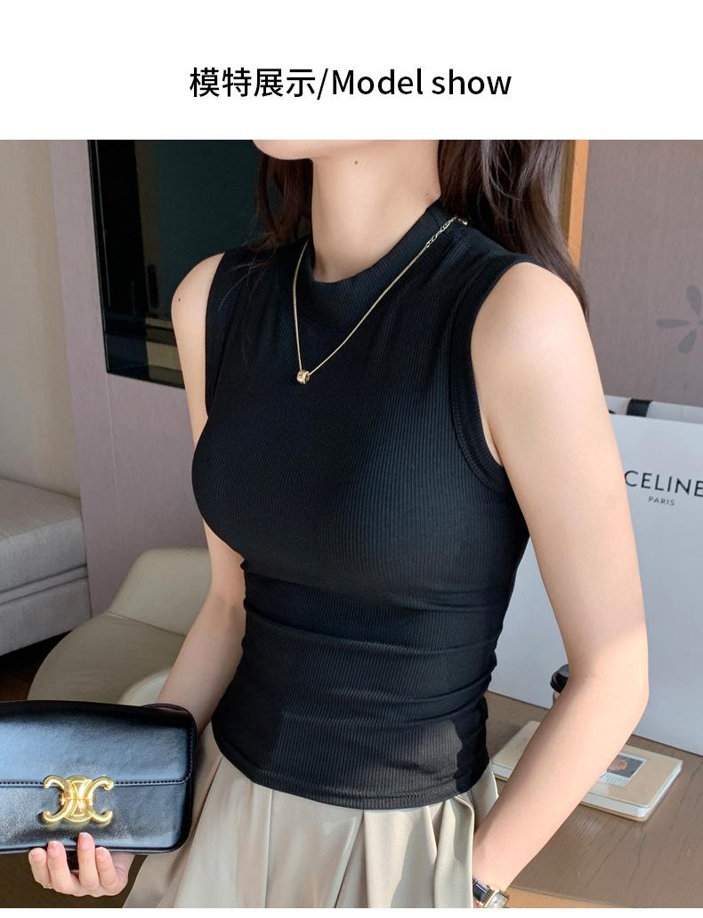 Product Introduction of Round neck thread base shirt for women with sleeveless vest suspender cover for breasts outside and inner tops new style hot base underwear outside and strapless beautiful back top 3