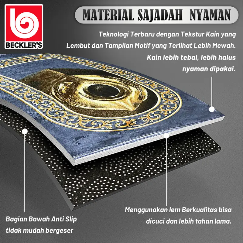 (Beckler's) Sajadah Malaysia Tebal Empuk Rumbai Ukuran 110x70cm/Sajadah Turki Anti Slip 2