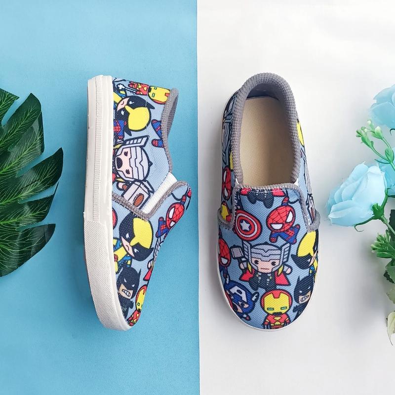 sepatu anak laki laki slip on imitasi superhero abu abu MURAH 2
