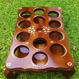 Tempat Aqua Gelas /air minum Kayu Jati Asli 12 Lubang