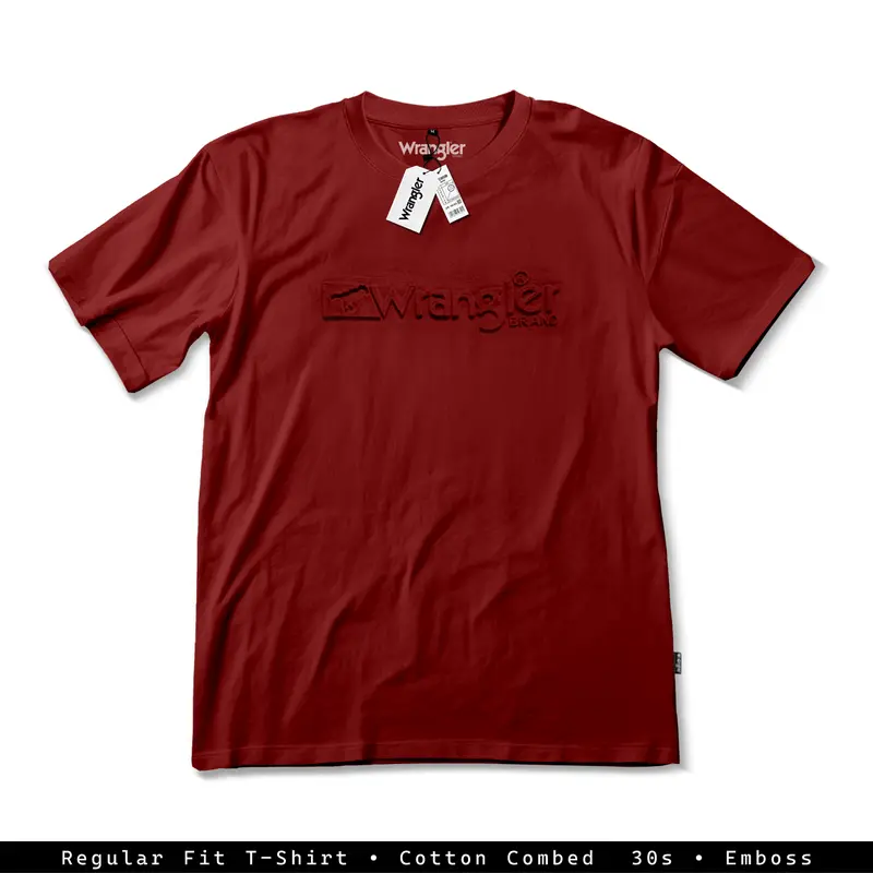 Baju Kaos Wrangler Motif Timbul Emboss Premium Quality Katun Combed Baju Oblong Pria 2
