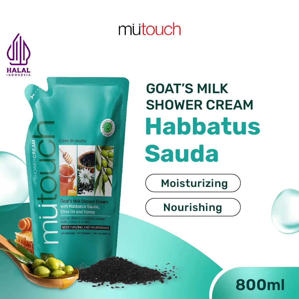 Mutouch Goat's Milk Shower Cream with Habbatus Sauda 800ml - Sabun Mandi
