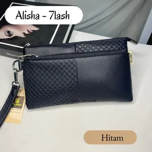 GALERY TAS CANTIK - ALISHA by 7 lash dompet hp dan uang  Digantung Clutches & Wristlets  Cewek Kulit Hitam Wanita