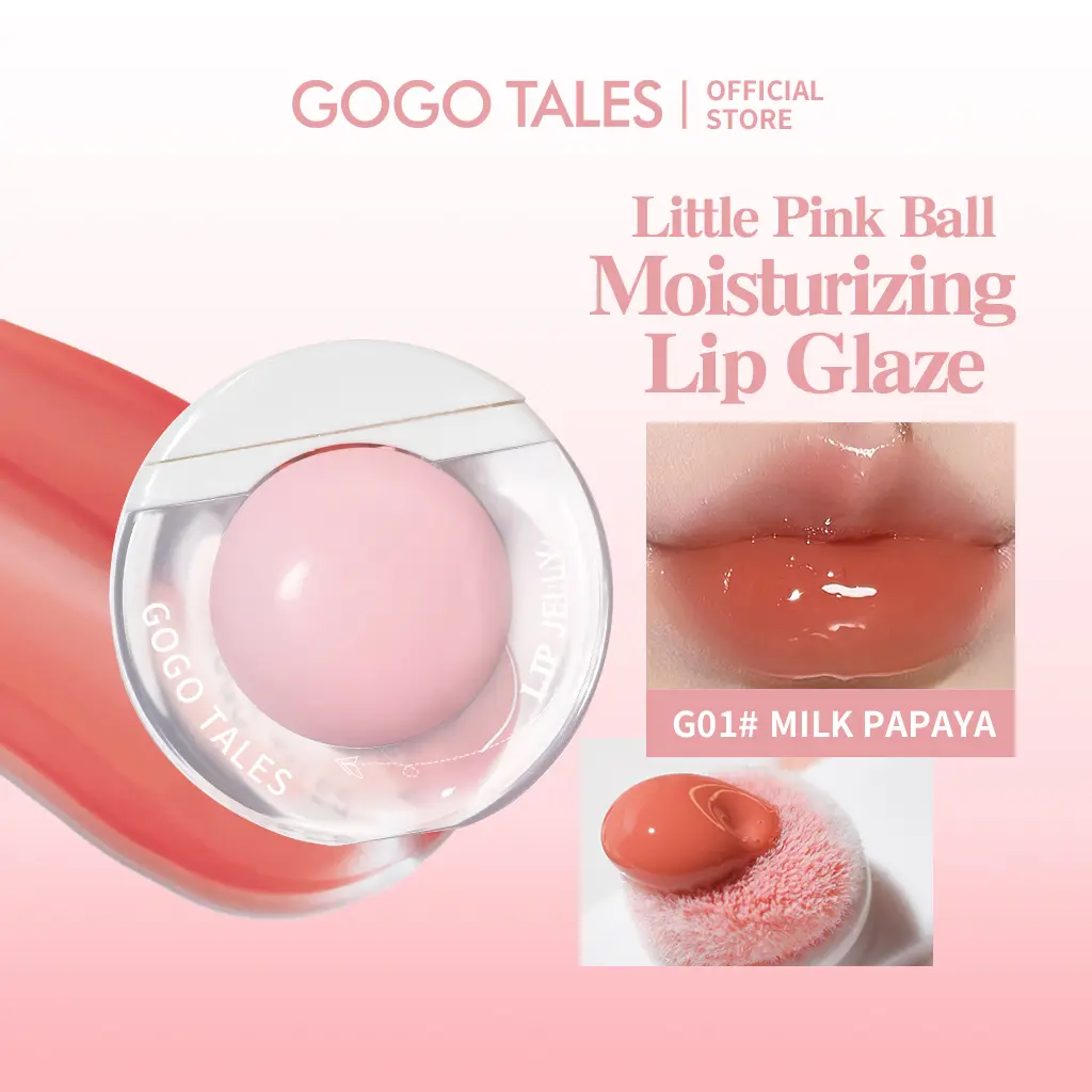 GOGO TALES Little Pink Ball Lip Gloss Sweet Jelly Color Lipstick Soft Lipcream Moisturizing Lip Tint Anak Sekolah Girls Lip Matte Lip Glaze Tahan Lama GT557