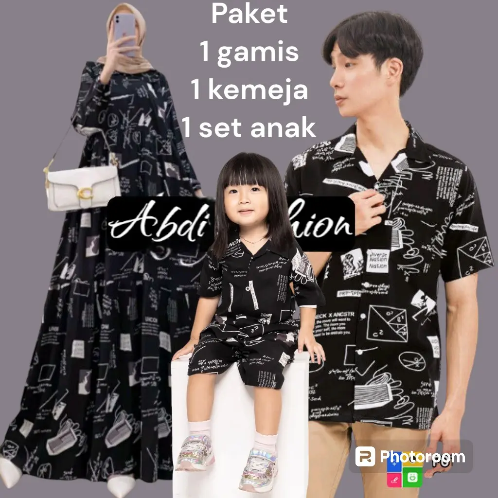 Abdi Fashion / couple keluarga (PAKET MURAH) kemeja ayah / Gamis ibu / set anak Baju Setelan