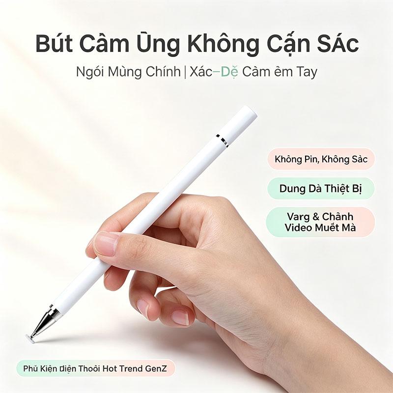 Bút Cảm Ứng Không Cần Sạc Hot Trend GenZ, Bút Chấm Màn Hình Ngòi Mỏng Chính Xác, Dùng Đa Thiết Bị iPhone Android Máy Tính Bảng, Phụ Kiện Điện Thoại Dễ Cầm Êm Tay Dùng Vẽ Và Chỉnh Video.bút cảm ứng không cần sạc.bút cảm ứng điện thoại