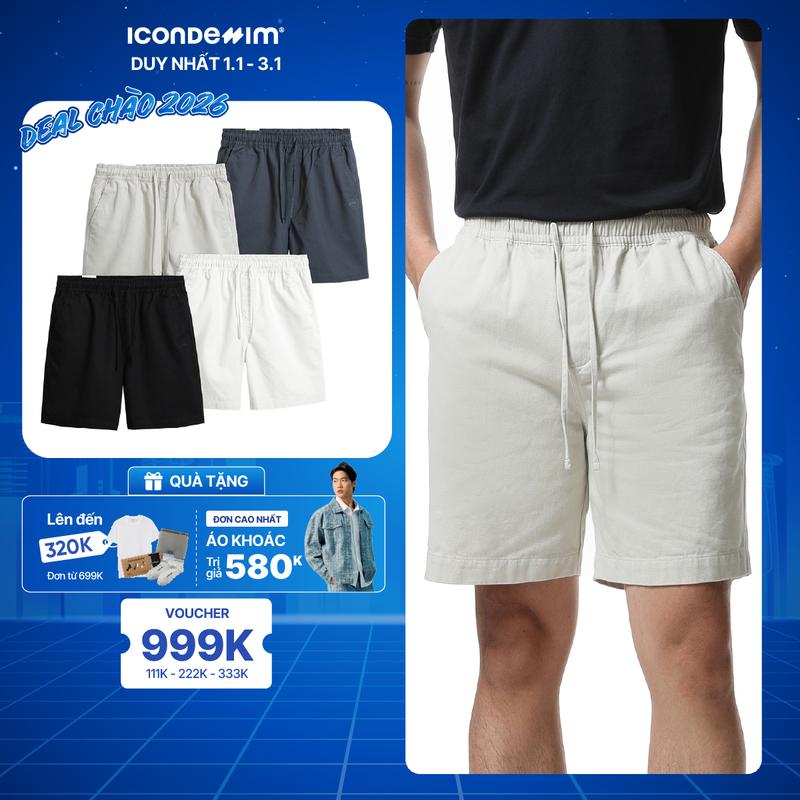  Quần Short Kaki Nam Lưng Thun ICONDENIM Fabric Thoáng Mát Trẻ Trung QSID0137 