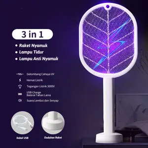 Raket Nyamuk Elektrik Charge Original Awet Murah Tahan Lama Usb 2in1 Standing perangkap nyamuk raket  listrik Kabel