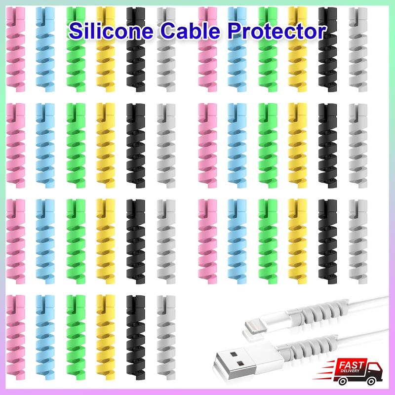 Usb Line Protection Silicone Cable Protector USB Cable Data Lines Spiral Sleeve ...