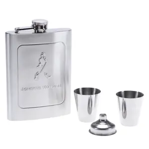 Stainless Steel Outdoor Portable Pocket Hip Flask Whiskey Flask Alcohol Drinking Container Gift Box Vodka Drinking Tools 8oz
