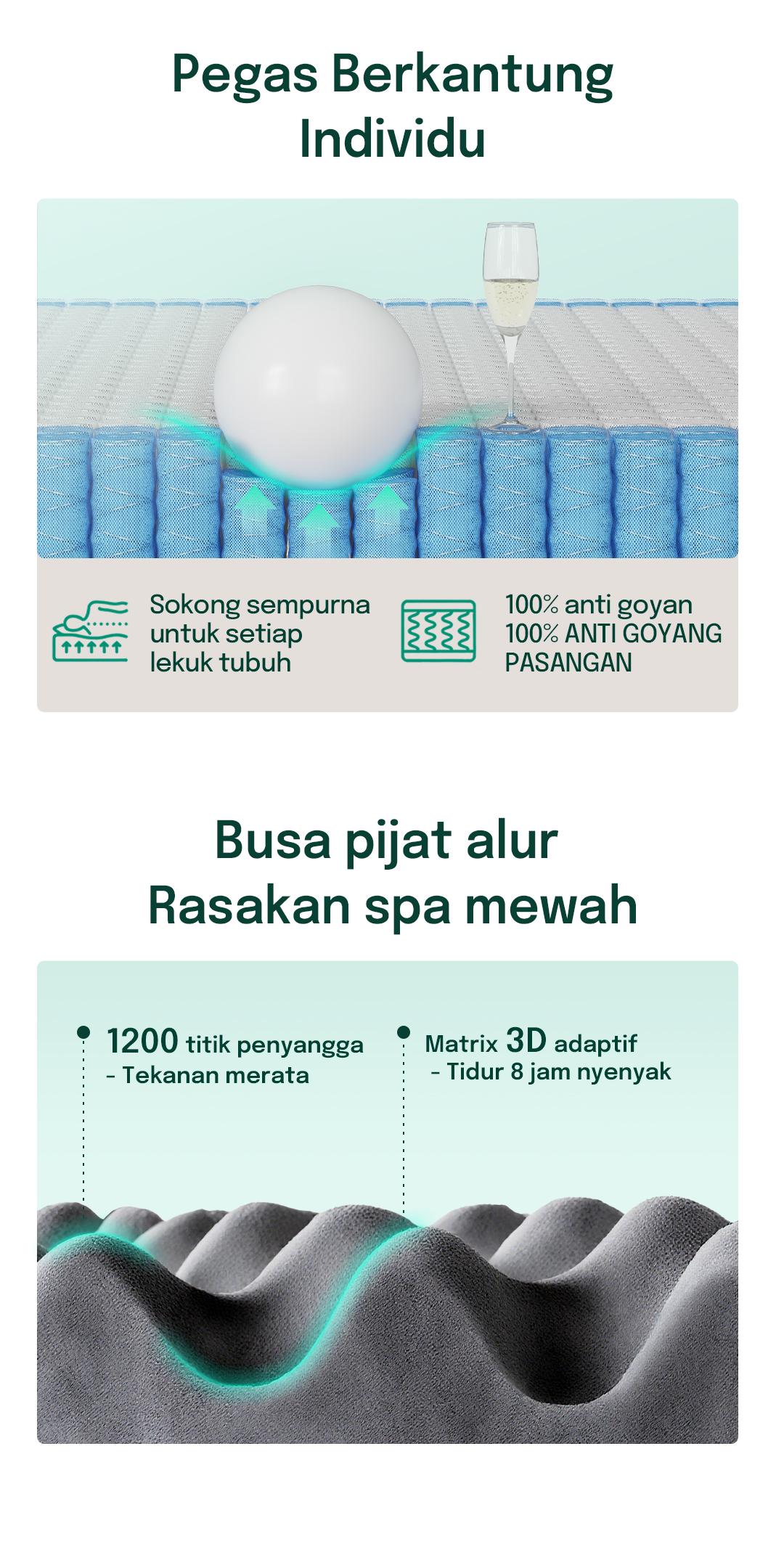 Kasur Busa Spons Pocket Spring Tebal 25cm Lantai Matras Anti Lembab Free Bantal Cooling System 3D Ice Silk dengan Teknologi Dingin & Busa Peppermint Kasur Busa Spons Pocket Spring Tebal 25cm Lantai Matras Anti Lembab Free Bantal Cooling System 3D Ice Silk dengan Teknologi Dingin & Busa Peppermint