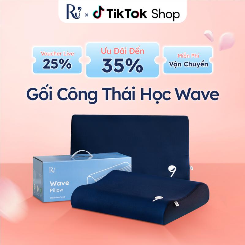 Gối Công Thái Học Wave Ru9 | Nâng Đỡ Cổ Vai Gáy | Đường Cắt Laser Giảm Độ Dốc Tránh Ngửa Đầu | 2 Độ Cao Linh Hoạt