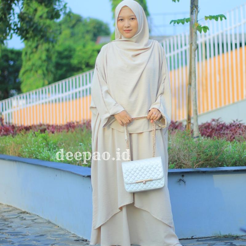 deepao.id - Hulya Set Rok Tunik Syar'i Pasmina | One Set Tunik Melayu Bahan Cringkle Airflow Premium Gamis 5