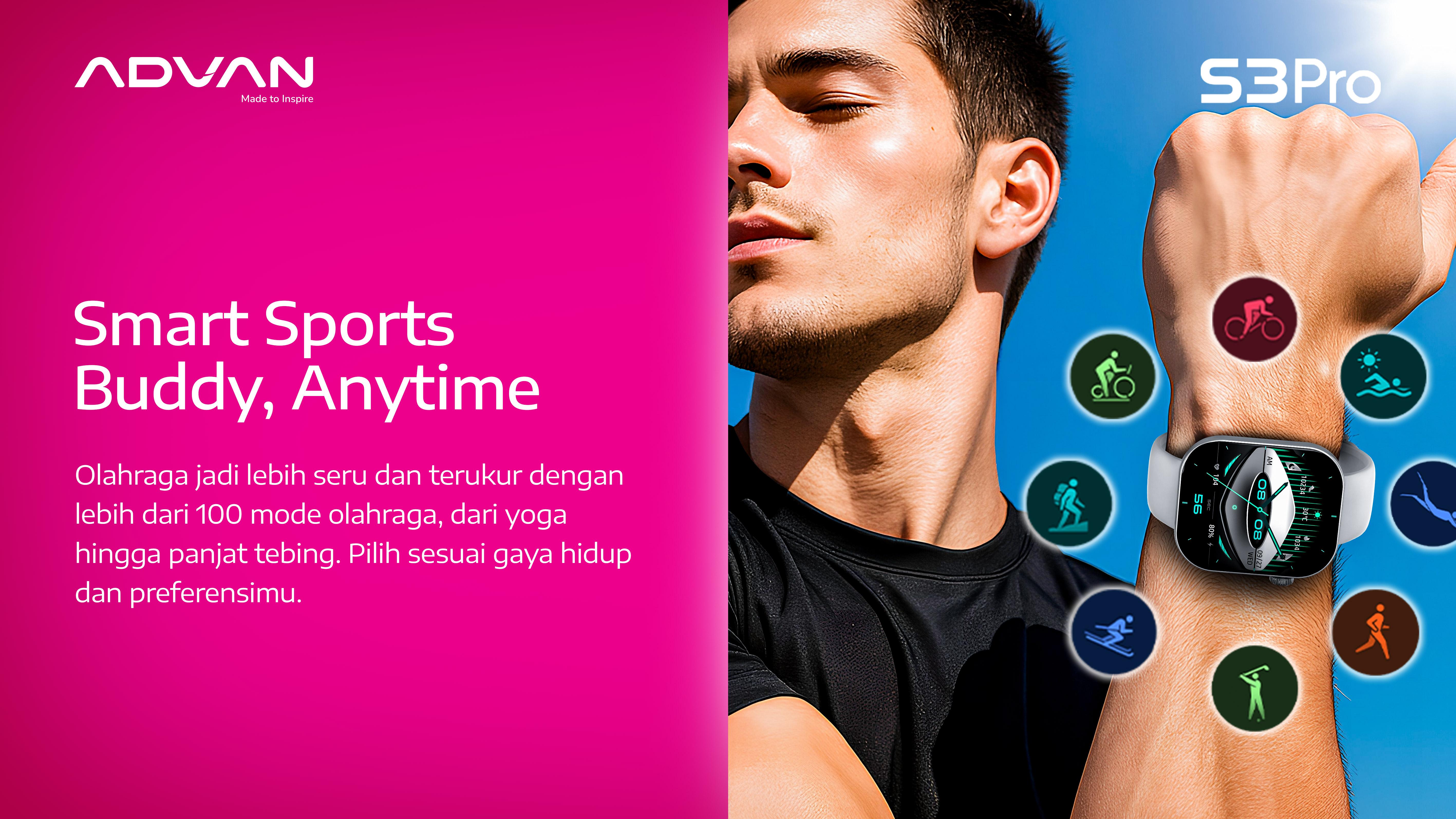 ADVAN Smartwatch S3 Pro 2.01” Metal Body 100+ Sports Modes Smart AI Assistant Wireless Bluetooth Call 5ATM Waterproof Support Strava One Click Health ADVAN Smartwatch S3 Pro 2.01” Metal Body 100+ Sports Modes Smart AI Assistant Wireless Bluetooth Call 5ATM Waterproof Support Strava One Click Health