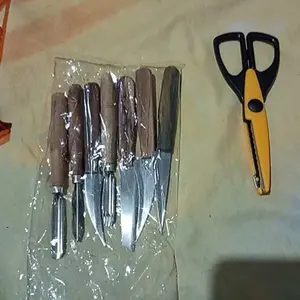 Pisau garnish / Pisau carving / pisau ukir buah isi 7 dan gunting