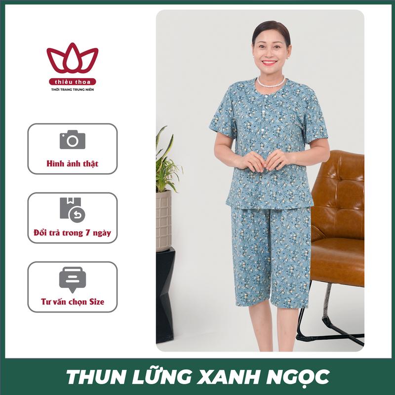 Bộ Đồ Lửng Trung Niên Thun COTTON LẠNH 100% Thiều Thoa TOP 2025, Đồ Bộ Nữ Mặc Nhà Màu Nâu Cho Bà Cho Mẹ