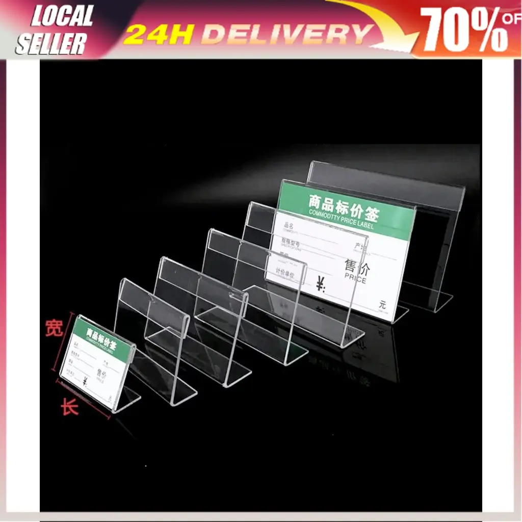 Card Stand Price Display Price Tag Holder L Shape Acrylic Pengepit Tanda Harg
