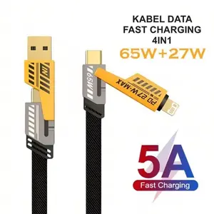 KABEL DATA 4 IN 1 CABLE CHARGER FAST CHARGING 4IN1 KABEL CASAN HP MULTIFUNGSI TYPE C USB iOS LIGHTNING USB Panjang