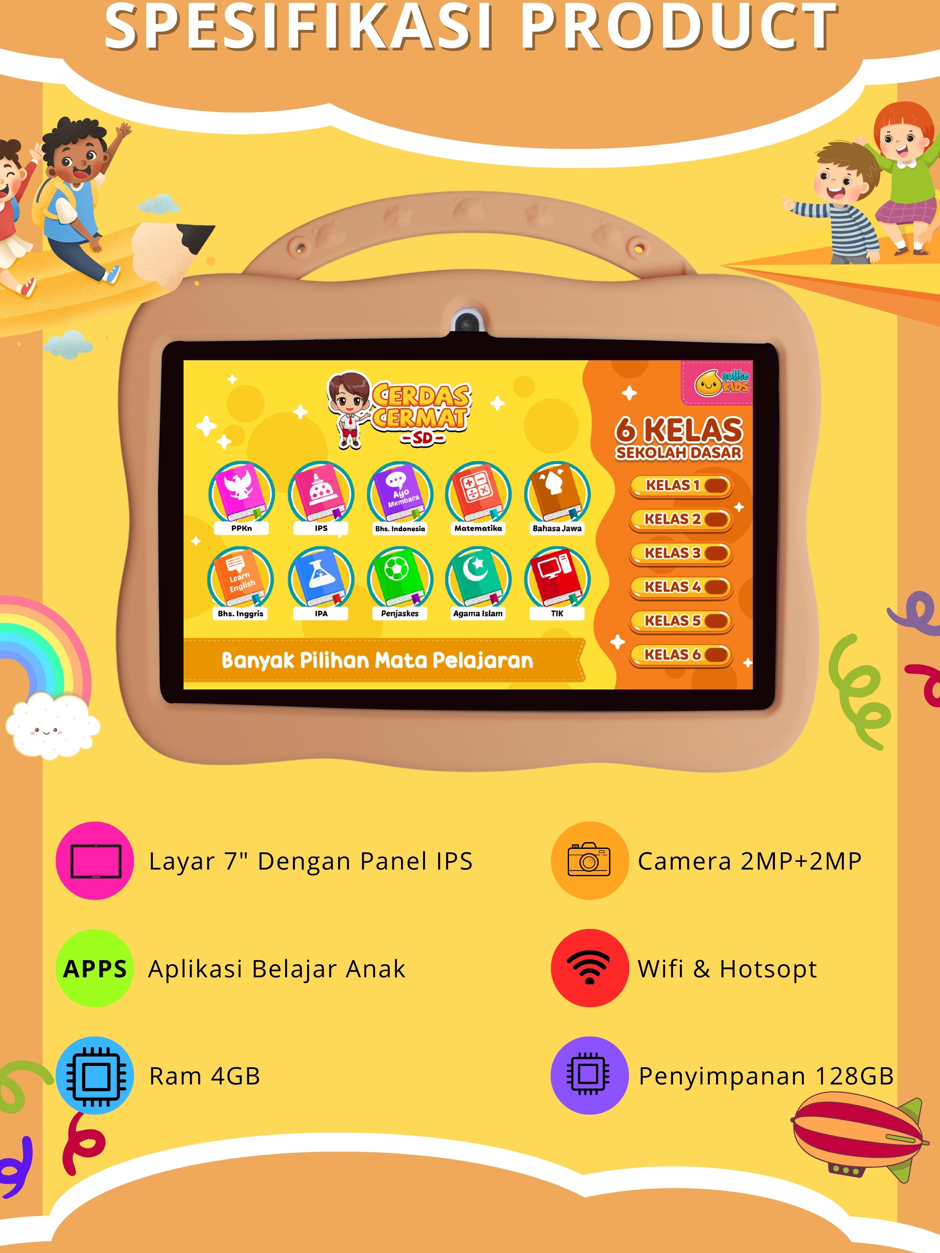 SMARTBERRY Kids Study Tab B96 - Tablet Anak Android 4/128GB 7 Inch 2 Kamera Bluetooth Wifi Layar Jernih Aman untuk Belajar dan Bermain SMARTBERRY Kids Study Tab B96 - Tablet Anak Android 4/128GB 7 Inch 2 Kamera Bluetooth Wifi Layar Jernih Aman untuk Belajar dan Bermain