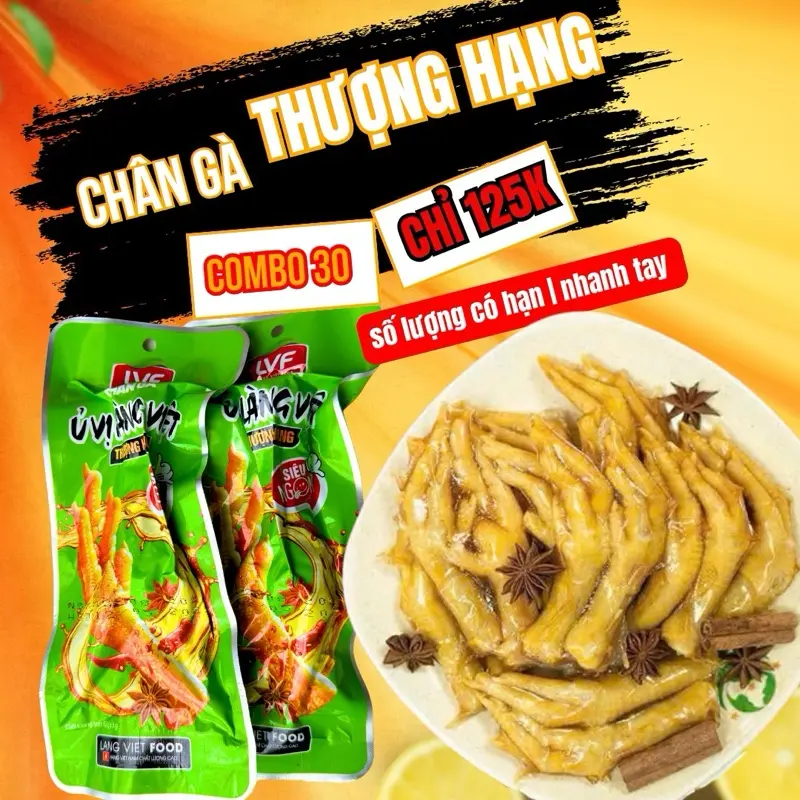 COMBO 30 Chân gà Thượng Hạng ủ vị ớt Xanh 35g