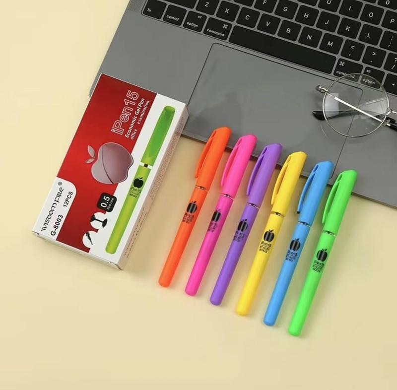12pcs/box 0.5mm black gel pen school ballpen office economi - TikTok ...