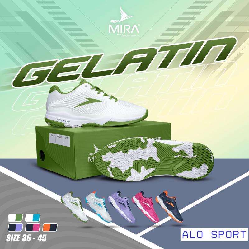 [MUA 1 TẶNG 5 - NEW] Giày pickleball cầu lông MIRA GELATIN Chính Hãng Cao Cấp, Size 36 - 45, Unisex Nam Nữ - Đế Cao Su EVA trợ lực bám sàn, Đệm lót êm ái thoáng khí - Tặng Bộ Combo 4 Quà Kèm