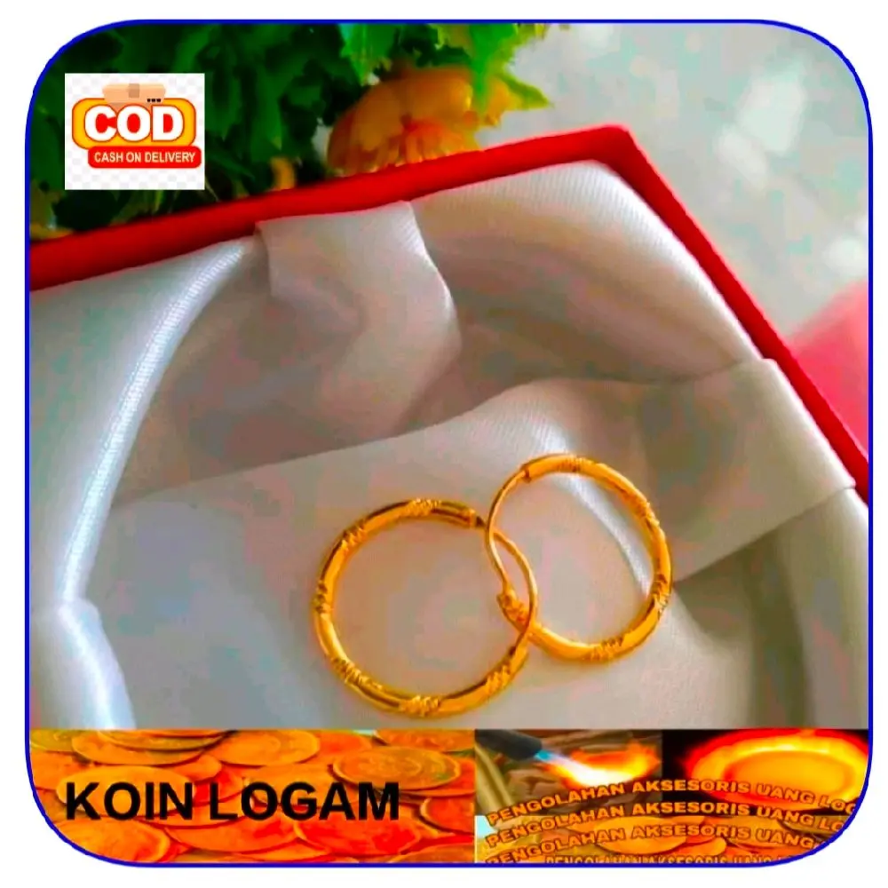 Anting Koin Logam Gipsi Spasi Earrings Anti Karat Terbaru Perhiasan Wanita Anti Luntur Lapis Emas